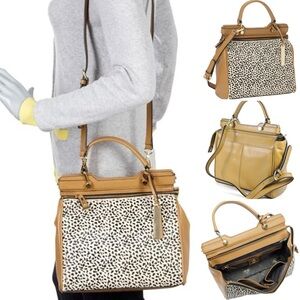 Vince Camuto Fiona Tan/Spotted Crossbody Convertible Satchel